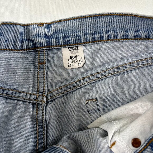 Levi's 505‎ Men's Sz 36x30 Blue Regular Fit Straight Leg 100% Cotton Denim Jeans - Picture 11 of 16